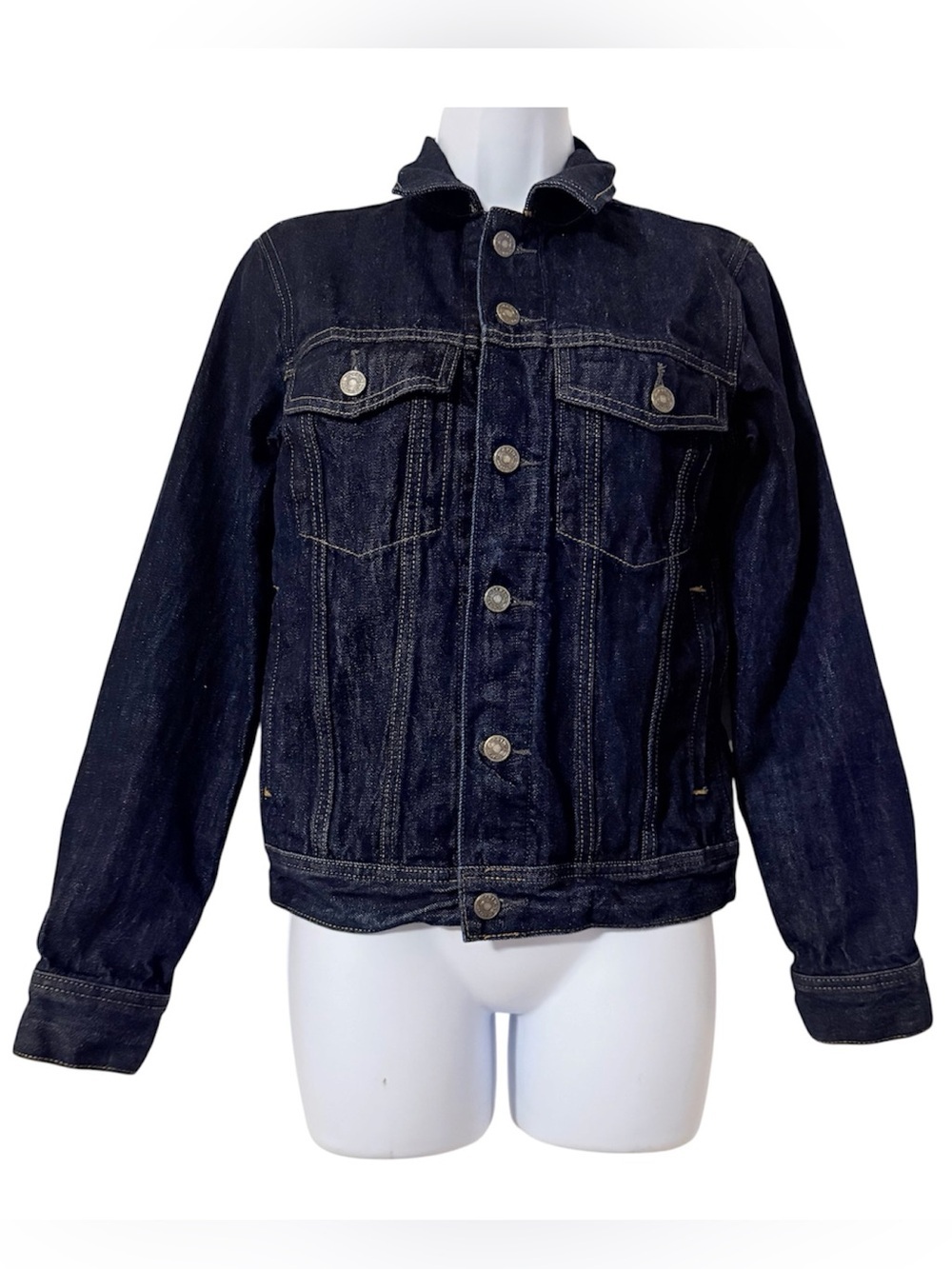 J. Crew/Jeans Classic Dark Wash Denim Jacket with Contrast Stitching Sz XS